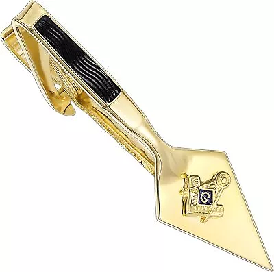 AMITER Masonic Tie Clip And Cufflinks Set 18K Gold Mens Necktie Bar Cuff Links  • $32.12