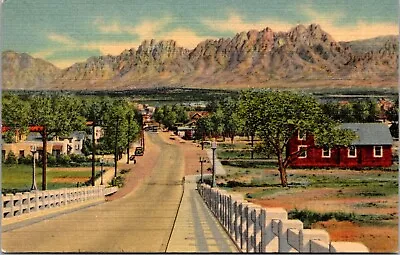 Organ Mountains And Viaduct Las Cruces New Mexico Linen Postcard • $2.25