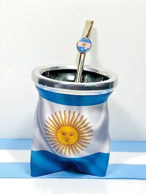 Mate Cup Yerba Argentino - Argentina Flag + Bombilla Straw Argentina • $24.99