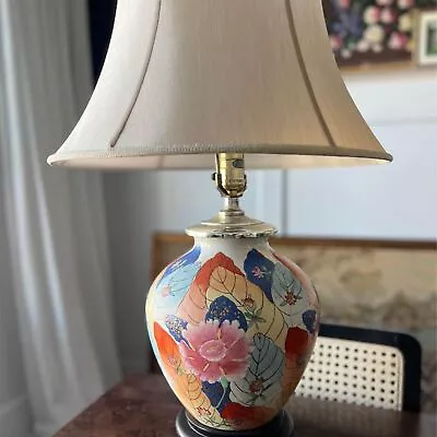 Vintage Hand Painted Tobacco Leaf Mottahedeh Ginger Jar Lamp • $250