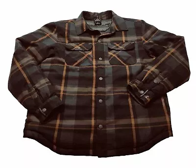 PrAna Shirt-Jacket Mens Blue Plaid Down Fill Insulated Snap Button Large • $55