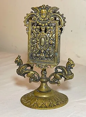 Antique 1800's Victorian Bronze Smoking Griffin Figural Match Box Holder Stand • $239.99