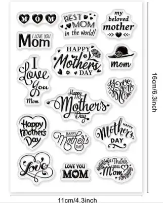 ARR: Mom Happy Mother's Day Love Thank You Beloved Best Hearts -15 Clear Stamps • £4.25