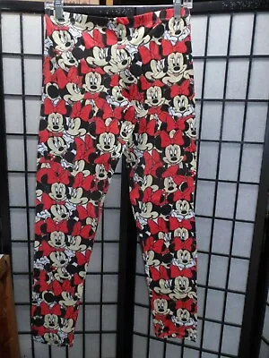 Juniors Disney Minnie Mouse Red Bow Leggings All-Over Print Stretch Size L 11/13 • $12.99