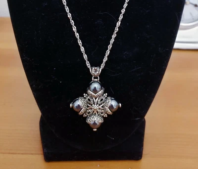 $40 • Buy Marcasite, Hematite And 925 Silver Maltese Cross. W/chain