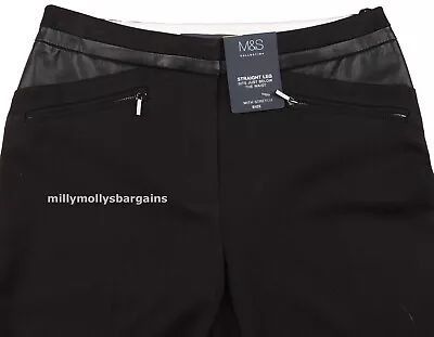 £12.99 • Buy M&S New Womens Marks And Spencer Black Straight Leg Trousers Size 6 Medium
