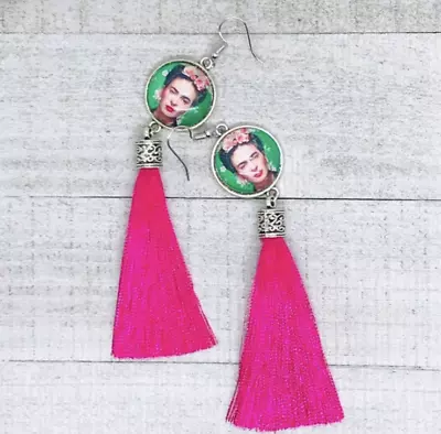Frida Kahlo Mexican Statement Tassel Fish Hook Dangle Earrings FREE SHIPPING • $23.75