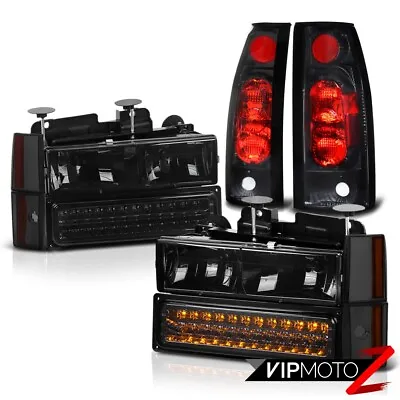 Smoke LED Signal Headlights+Black Rear Brake Tail Light Chevy K1500 K2500 K3500 • $150.64