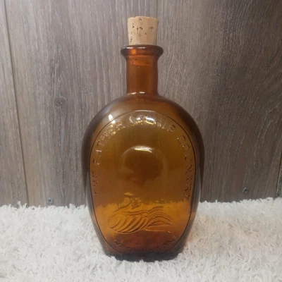 $8.96 • Buy Wheaton N.J George Washington  Father Of His Country  Vintage Amber Glass Bottle