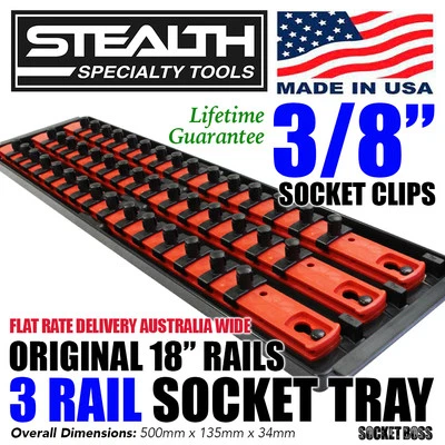 $48 • Buy STEALTH 3 X 18  Rails Socket Organiser 3/8  Tray Holder Storage ERNST Rack