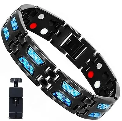 Blue Titanium Magnetic Bracelet Carbon Fiber Bracelet Magnetic Therapy Bracelets • $9.99