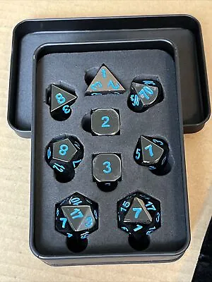 9 Piece Zinc Alloy Polyhedral Dice Set With Dice Bag – High Quality Metal Dice • $19.99