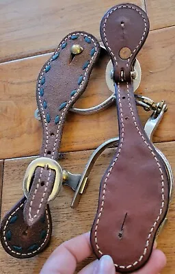 Ladies Spurs And Leather Spur Straps Buckstitched Western Engraved Quality • $55