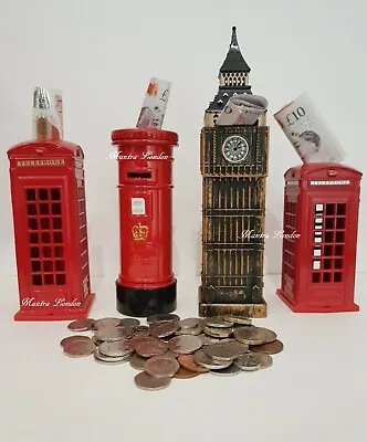 £8.99 • Buy UK Souvenirs Big Ben PostBox Kids Children Money Tin Box Piggy Bank Saving Coin 