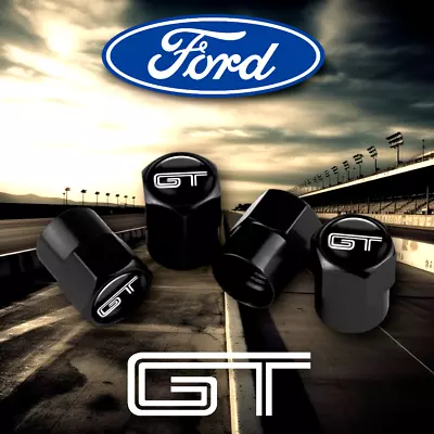 GT Tyre Valve Caps Black Hex 4pcs Grand Tourer - Fits Ford • $12.89