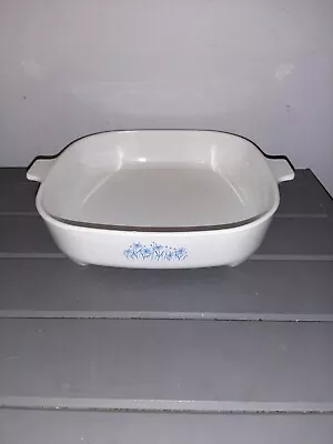 Footed Corning BLUE DAISY SEARS Microwave Browning Dish MW-16 Sears No Lid • $11.99