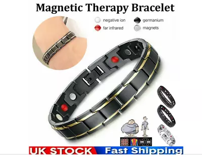 Mens Titanium Strong Magnetic Bracelet Therapy Arthritis Health Pain Relief UK • £5.99