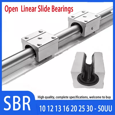 SBR10/12/16/20 - 50UU Aluminum Open Linear Ball Motion Bearing Slide Linear Rail • £5.52