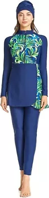 Muslim Swimsuit Women Long Sleeve Modest Swimwear Islamic Arabic Hijab Burkini • £14.95