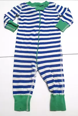 Infant Boys Hanna Andersson Organic Blue Striped Pajamas Size 6-9 Months 60 Cm • $10.38