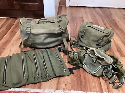 Vintage 1945  American Fabric Co. U.S. Military Gear Belt Bags Backpack • $79