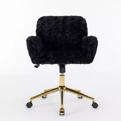 Artificial Rabbit Hair Home Office Chair Golden Metal BaseSwivel Office Chair • $132