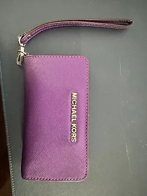 MICHAEL KORS Women Flat Phone Case Wristlet Zip Around Wallet Credit Card Holder • $9.99