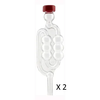 Bubble Airlock With Red Dust Cap X 2 For Home Brew Beer And Wine Making • £6.73