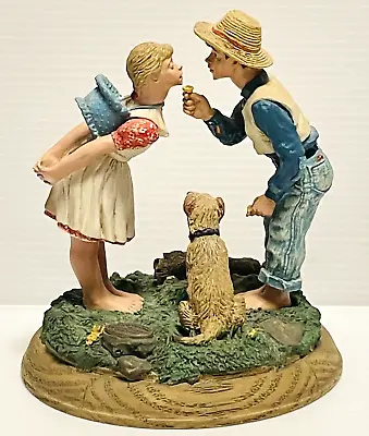 Norman Rockwell’s Buttercup  Puppy Love  Figure Boy And Girl And Their Dog 1991. • $18.95