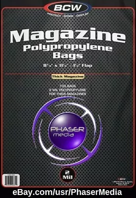 BCW Magazine Bags 100 CT. 8-7/8  X 11-1/8  Thick Acid-Free Sleeves 1-MAG-THICK • $14.95