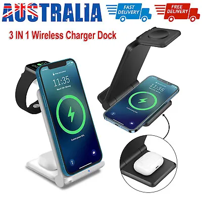 $27.99 • Buy Wireless Charger Dock Charging Station 3 In 1 For Apple Watch IPhone 13 12 11 XS