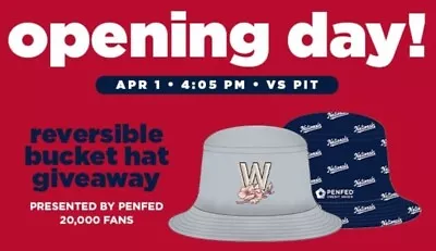 Washington Nationals 2024 Opening Day Reversible Bucket Hat - SGA 4/1/24 New • $13