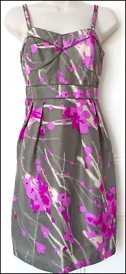 99p Start PRINCIPLES Dress Silk Grey/pink Floral Knee Length Dress Size 8 UK • £0.99