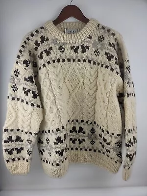 Vintage Yeti 100% Wool Chunky 3d Sweater Made In Nepal Size Medium Very Good  • $54.32