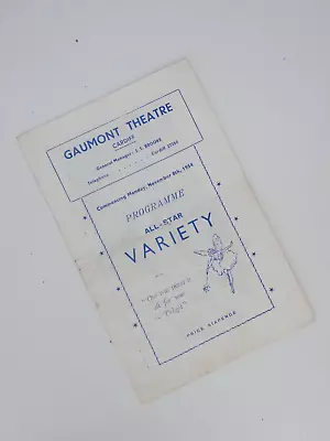 Theatre Program GAUMONT THEATRE CARDIFF ALL-STAR VARIETY 1954 Vintage • £9.99