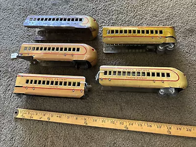 Vintage 1930s Marx M-10000 Tin Litho Union Pacific 5 Piece Wind Up Train Set Toy • $49