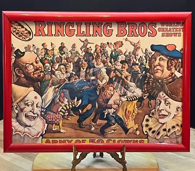 Ringling Bros Army Of Clowns Circus Vintage Style Advert Framed - 18 X 14  • $134.80