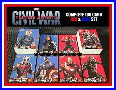 Captain America Civil War Complete 100 Card Retail Exclusive Red & Blue Set - UD • $14.99