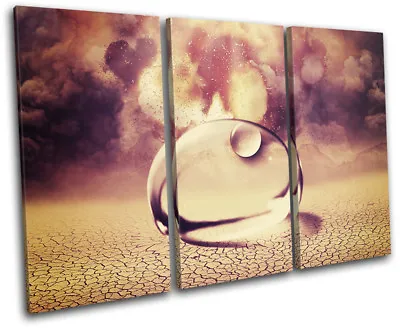 Water Droplet Heart Love Concept Abstract TREBLE CANVAS WALL ART Picture Print • £69.99