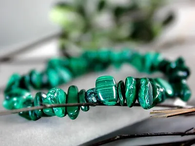 Malachite Freeform Chip Bead Stretchy String Gemstone Bracelet  • $3.74