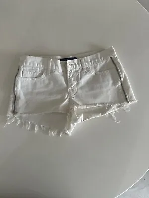 J Brand White Jean Shorts Women’s Size 25 Cut Off Denim Frayed Hem Low Rise • $12