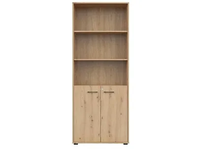 Lockable Bookcase Shelving Office Unit Tall Storage Cupboard Oak Effect Space • £229.95