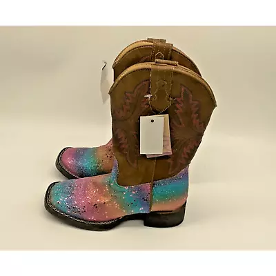 Roper Toddler Girls MISMATCH 9 & 10 Multi Color Glitter Cowboy Square Toe Boots • $18.75