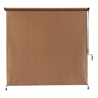 Cordless Outdoor Roller Shade 10X8 Ft. Exterior Roll Up Blind Fabric Large Brown • $171.61