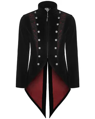 Punk Rave Mens Gothic Tailcoat Jacket Black Velvet Steampunk Vampire Swallowtail • $86.40