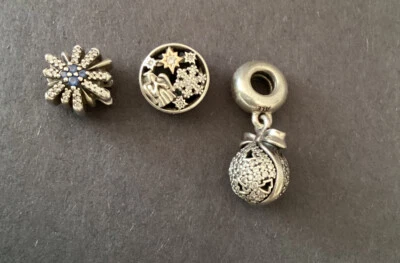 $29.99 • Buy Lot Of 3 Sterling Silver PANDORA Charms Beads~Christmas Charms