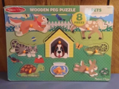 $12 • Buy Melissa And Doug - Wooden Peg Puzzle - Pets - 8 Pieces - Brand New