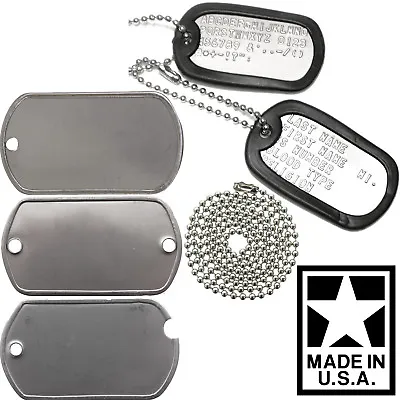 Custom Printed Dog Tags Personalized Military GI Army ID Dogtags Set Made In USA • $9.99