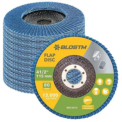 BLOSTM 10 X Flap Angle Grinding Sanding Discs 115mm 80 Grit Cutting Metal Wheel • £12.49