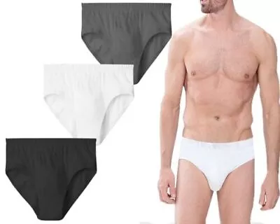 3 Pack Mens Classic Sports Soft Cotton Underwear Ribbed Slips Briefs Pants S-XXL • £4.99